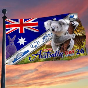 Koala Australia Grommet Flag Happy Australia Day MLH2104GF