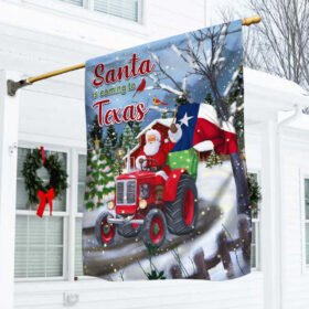 Christmas Texas Flag, Santa Is Coming To Texas QNV03F