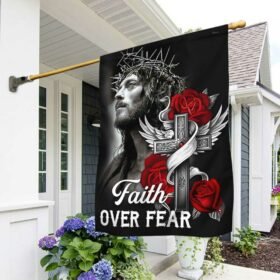 Christian Cross Flag Jesus Faith Over Fear DBD3126F
