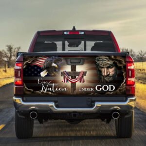 One Nation Under God. Christian Cross American Truck Tailgate Decal Sticker Wrap THB3614TD