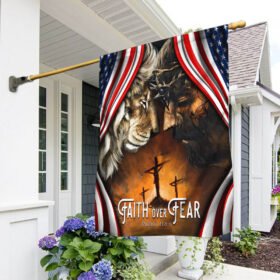 Faith Over Fear. Jesus And Lion American Flag THH3669F
