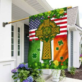 Irish Celtic Cross Flag Irish By Blood  American By Birth Patriot By Choice Flag MLN2377F