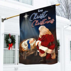 Santa And Jesus Flag, Keep Christ In Christmas QNV01F