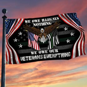 Veteran US Grommet Flag We Own Illegals Nothing We Owe Our Veterans Everything DDH3085GFv4