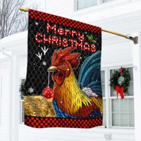 Chicken Merry Christmas Flag MLH2060F