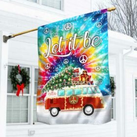 Hippie Bus Christmas Flag Let It Be DBD2971F