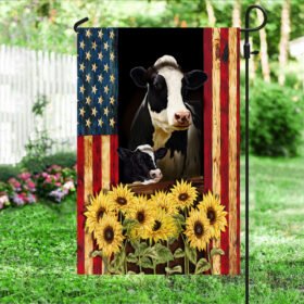 Cows Cattle Sunflowers American Flag QNV07F