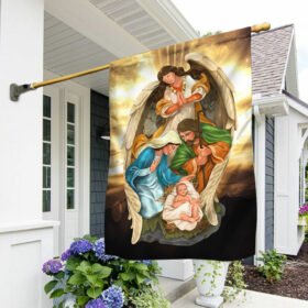 Guardian Angel With Holy Family Christmas Flag QNK1020F
