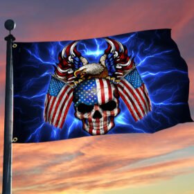Patriotic Skull & Eagle American Grommet Flag DDH3082GF