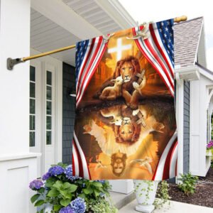 Jesus Christ. The Lion And The Lamb American Flag THH3621F
