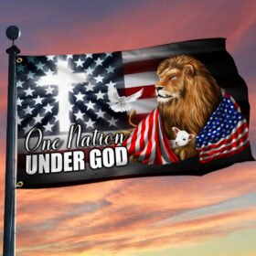Cross Lion American Grommet Flag One Nation Under God DDH3077GF