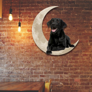 Black Labrador Retriever On The Moon Christmas Hanging Metal sign QNK1012MSv1