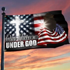 Christian Cross American Grommet Flag One Nation Under God DDH3076GF
