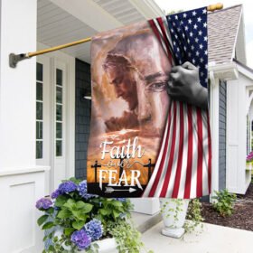 Jesus Christian Cross. Faith Over Fear American Flag THN3692F