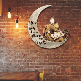 I love You To The Moon And Back Hanging Metal Sign, Old Couple Forever In Love QNK1058MS