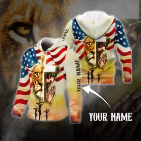 Personalized Jesus 3D Zip Hoodie The Lion Of Judah American BNT175ZHCT