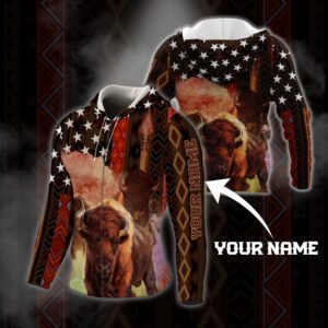 Personalized 3D Zip Hoodie Native American Bison Cows BNT208ZHCTv1