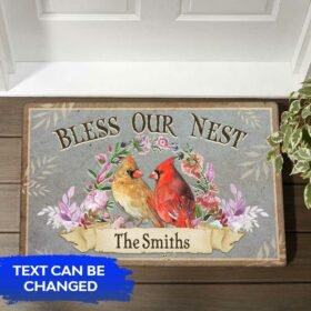 Personalized Doormat Cardinal Love Bless Our Nest Custom Name DBD3175DMCT