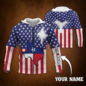 Personalized Zip Hoodie God Bless Texas Custom Name DDH2000ZHCT
