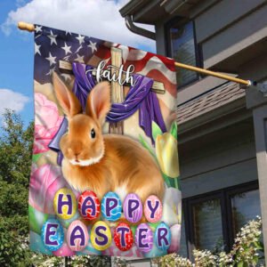 Easter Bunny Flag Happy Easter Faith Christ Cross MLH2155F