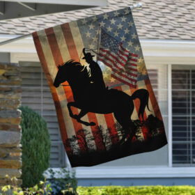 Roping Cowboy American Flag  LNH032F