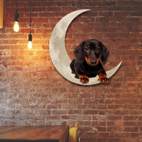 Dachshund On The Moon Hanging Metal sign QNK1012MSv4