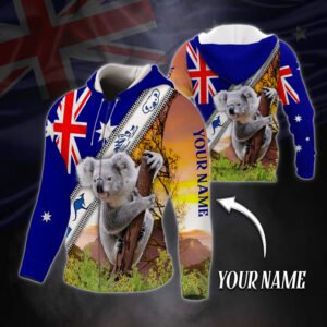 Personalized Koala Australia Custom Name Zip Hoodie MLH2104ZHCT