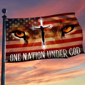 Jesus Lion Eyes Grommet Flag One Nation Under God BNT470GF