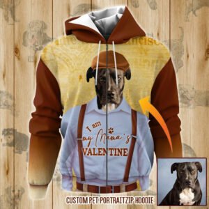 Personalized Valentine Pet Zip Hoodie Custom Pet Portrait PN0701ZHCT