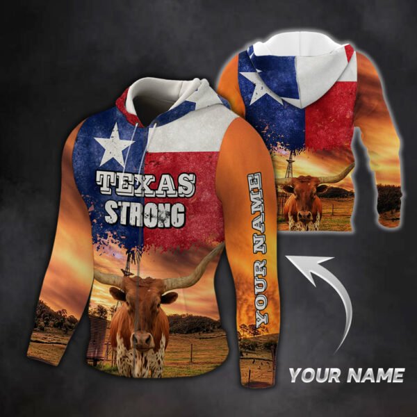 Personalized Zip Hoodie, Texas Strong Custom Name QNK1053ZHCT