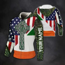 Personalized Zip Hoodie, Irish By Blood American By Birth, Custom Name QNK543ZHCT