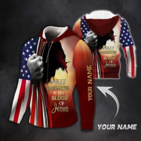 Personalized Zip Hoodie, Fully Vaccinated By The Blood Of Jesus Custom Name QNN555ZHv3CT
