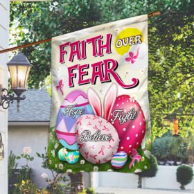 Breast Cancer Pink Ribbon Easter Egg Flag Faith Over Fear MLH2144F