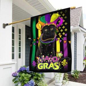 Black Cat Happy Mardi Gras Flag DDH3203F