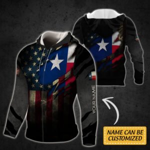 Personalized Texas American Custom Name Zip Hoodie THH3678ZHCT