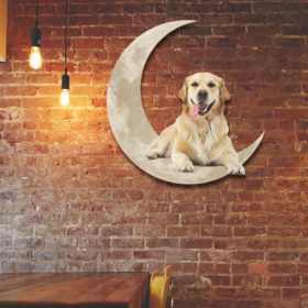 Golden Retriever On The Moon Hanging Metal sign QNK1012MSv2