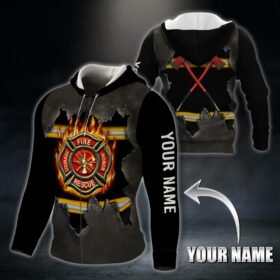 Personalized Firefighter Custom Name Zip Hoodie THB3002ZHCT