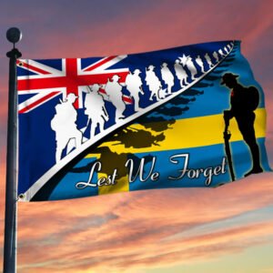 Lest We Forget. Veteran Poppy Aussie Swedish Grommet Flag  THB3363GFv2
