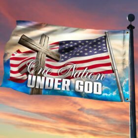 Jesus Cross American Grommet Flag One Nation Under God TTV488GF