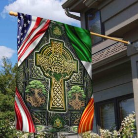 Irish Celtic Cross. Christian Cross. American Flag THH3643Fv3