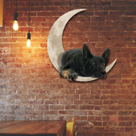 Black German Shepherd Dog On The Moon Hanging Metal sign QNK1012MSv7