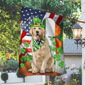 Golden Retriever Dog Saint Patrick’s Day Flag LHA2002F