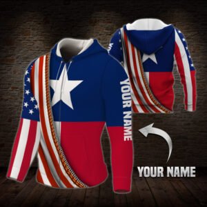 Personalized Texas American Custom Name Zip Hoodie TTN402ZHCTv1