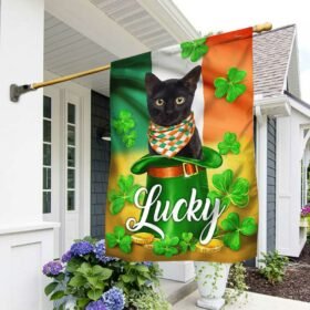 Cat Lucky Irish Shamrock Flag DBD3221F