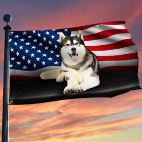 Siberian Husky American Grommet Flag QNN437GFV23