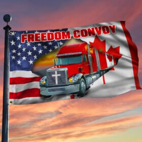 Freedom Convoy Flag Freedom Convoy 2022 Canadian Trucker Mandate Freedom Jesus Christian Grommet Flag TRV1791GF