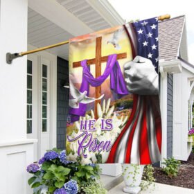 He Is Risen. Easter Christian Cross American Flag THH3772F