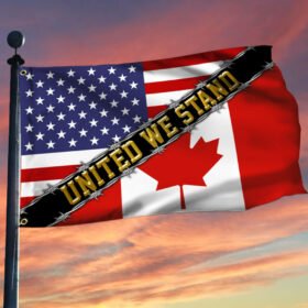 United We Stand, Truckers For Freedom, Mandate Freedom, American Canadian Grommet Flag THB3748GF