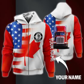 Personalized Freedom Convoy 2022 Zip Hoodie Canadian American Truckers DBD3266ZHCT