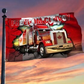 Freedom Convoy 2022 Flag Truckers For Freedom Canadian Truck Grommet Flag THH3750GFv5